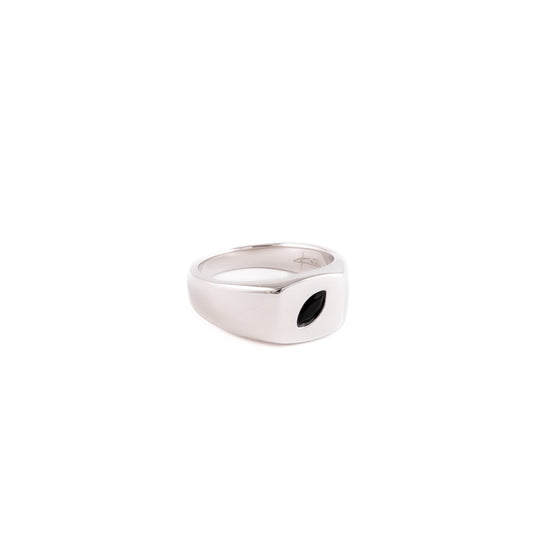 Silver Marquise Signet Ring