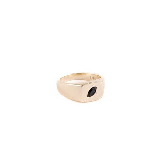 Gold Marquise Signet Ring